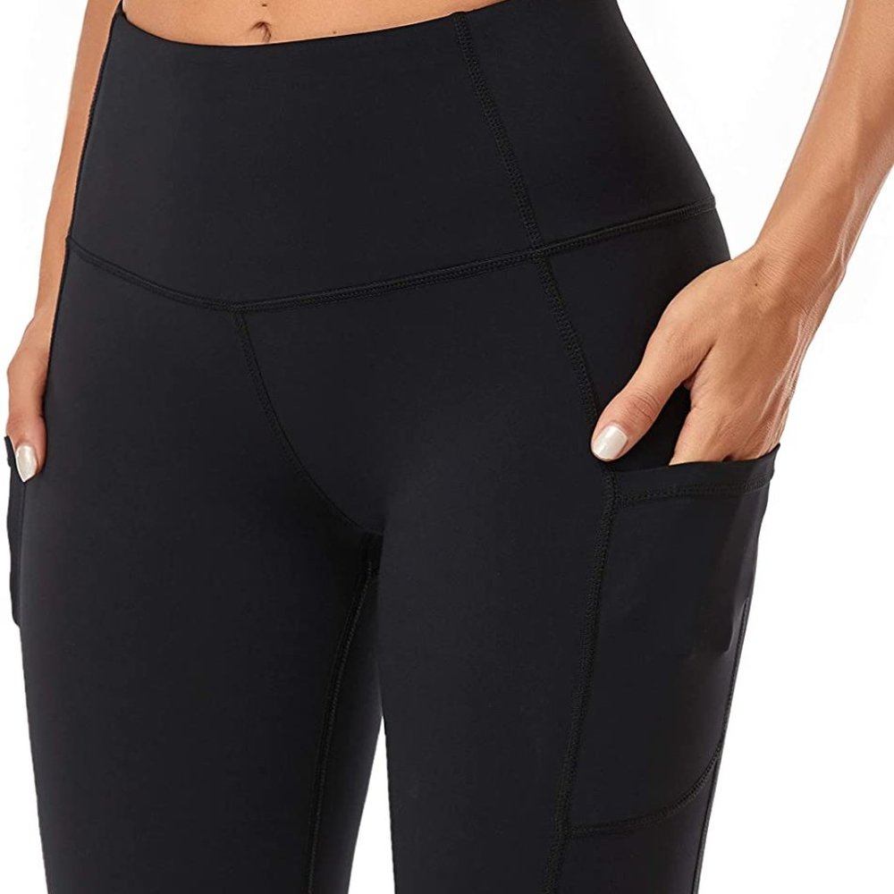 High Waist Workout Running Shorts Side Pockets - Picture 2 of 7